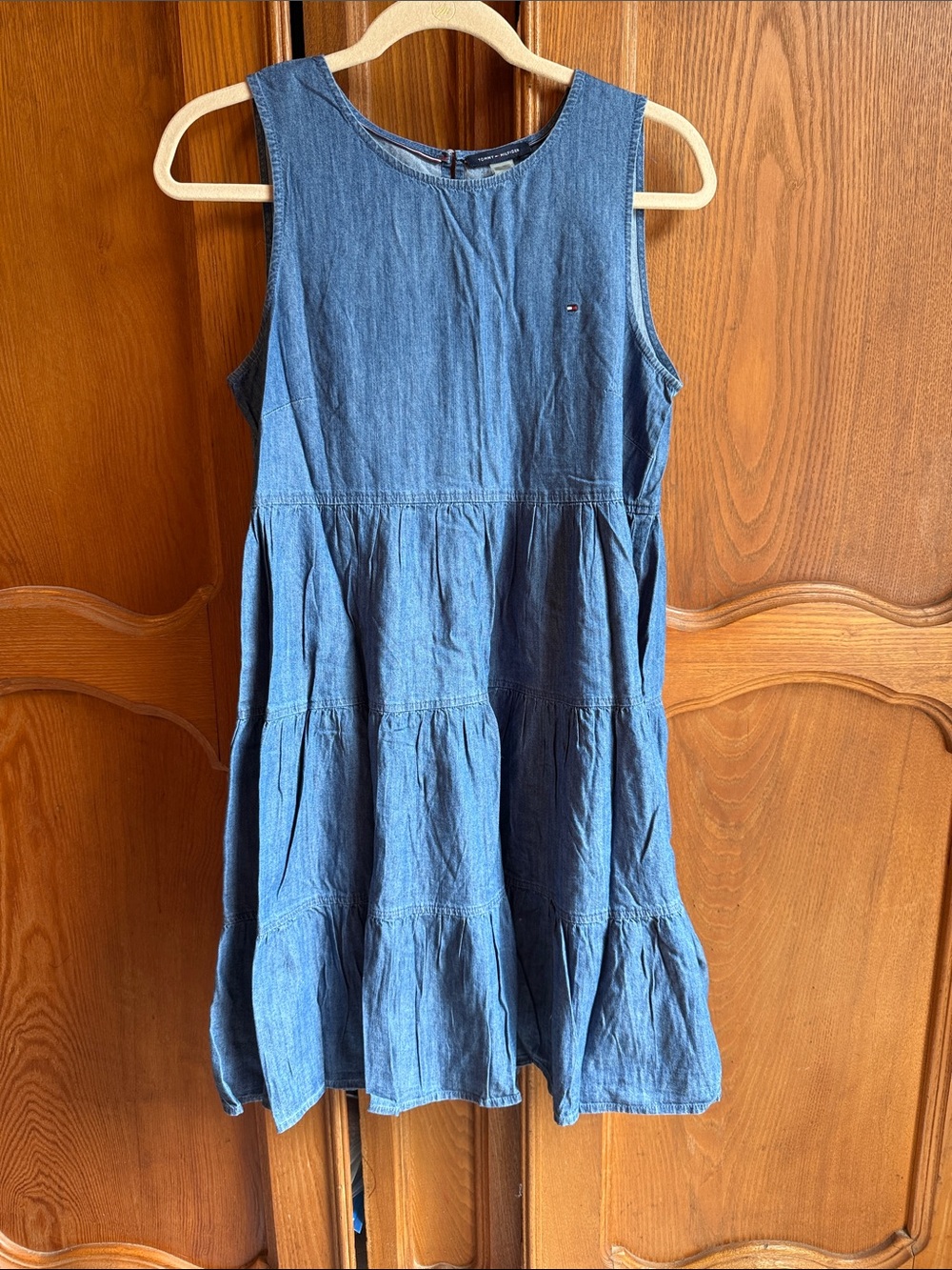Tommy Hilfiger Sleeveless Denim Tiered Dress - Blue